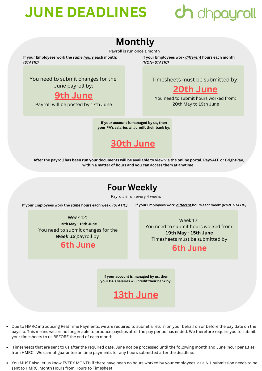 June Deadlines