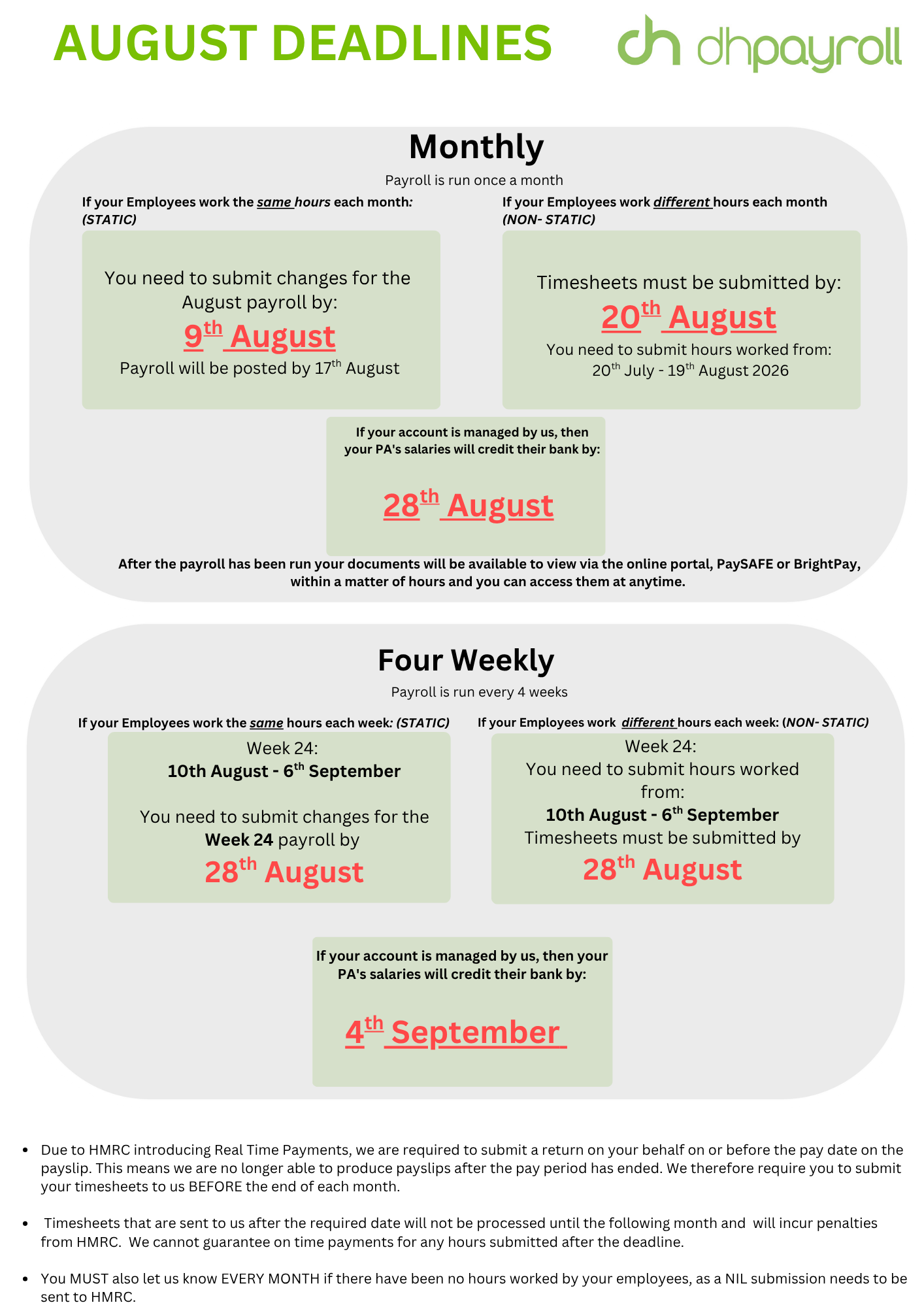August Deadlines