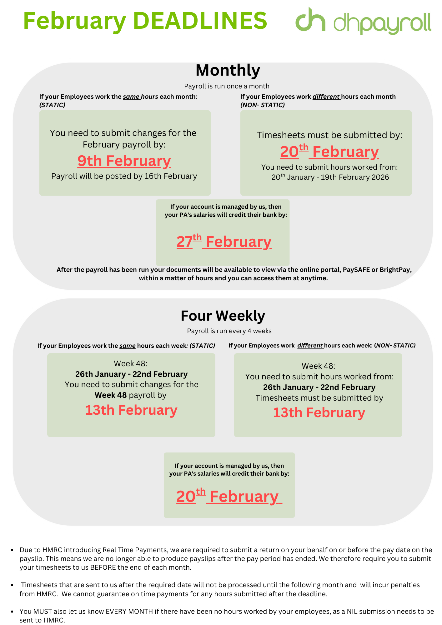 December Payroll Deadlines