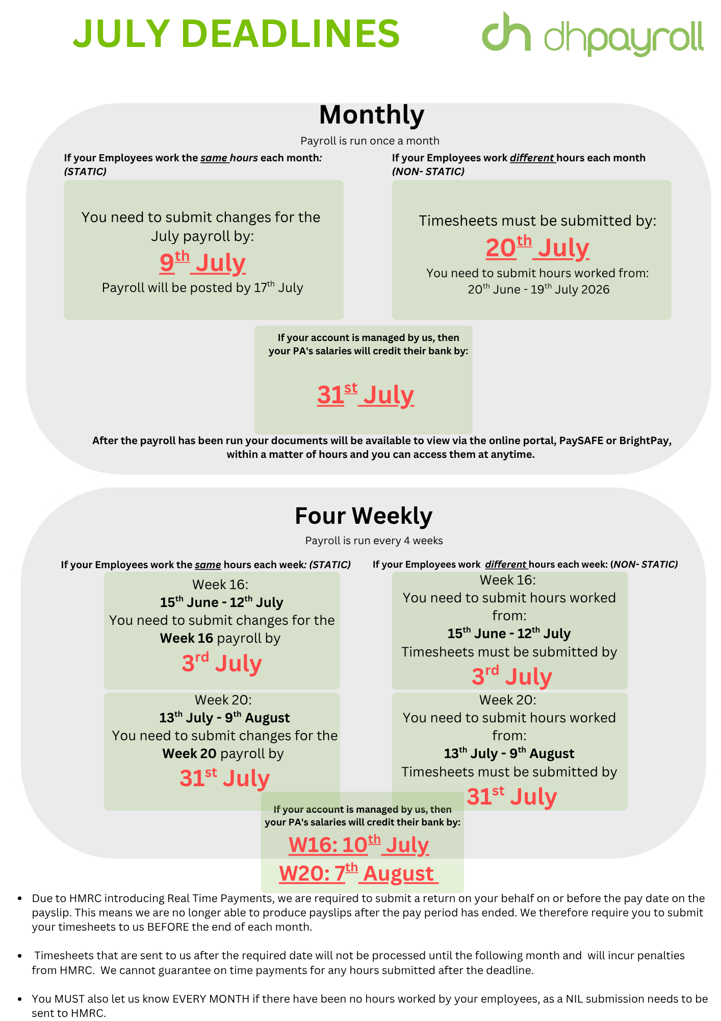 July Deadlines